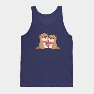 Cute Otters Hugging A Heart My Otter Half Funny Pun Tank Top